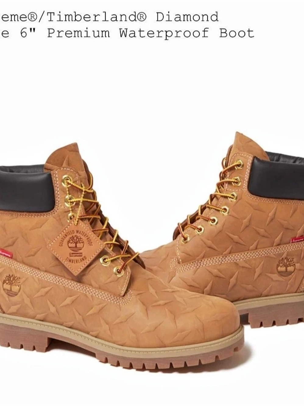 Supreme x Timberland Diamond Plate 6" Waterproof Boots Like New